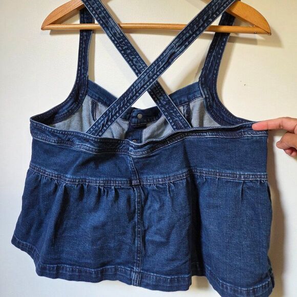 EUC AMERICAN EAGLE X BACK DENIM BUTTONED TANK TOP SIZE XL - Picture 5 of 13